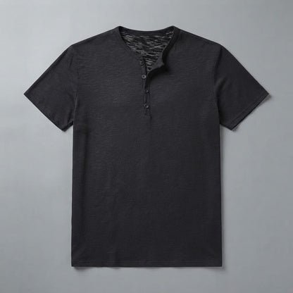 Men's Henley T-Shirt Button Collar