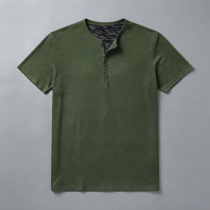 Men's Henley T-Shirt Button Collar
