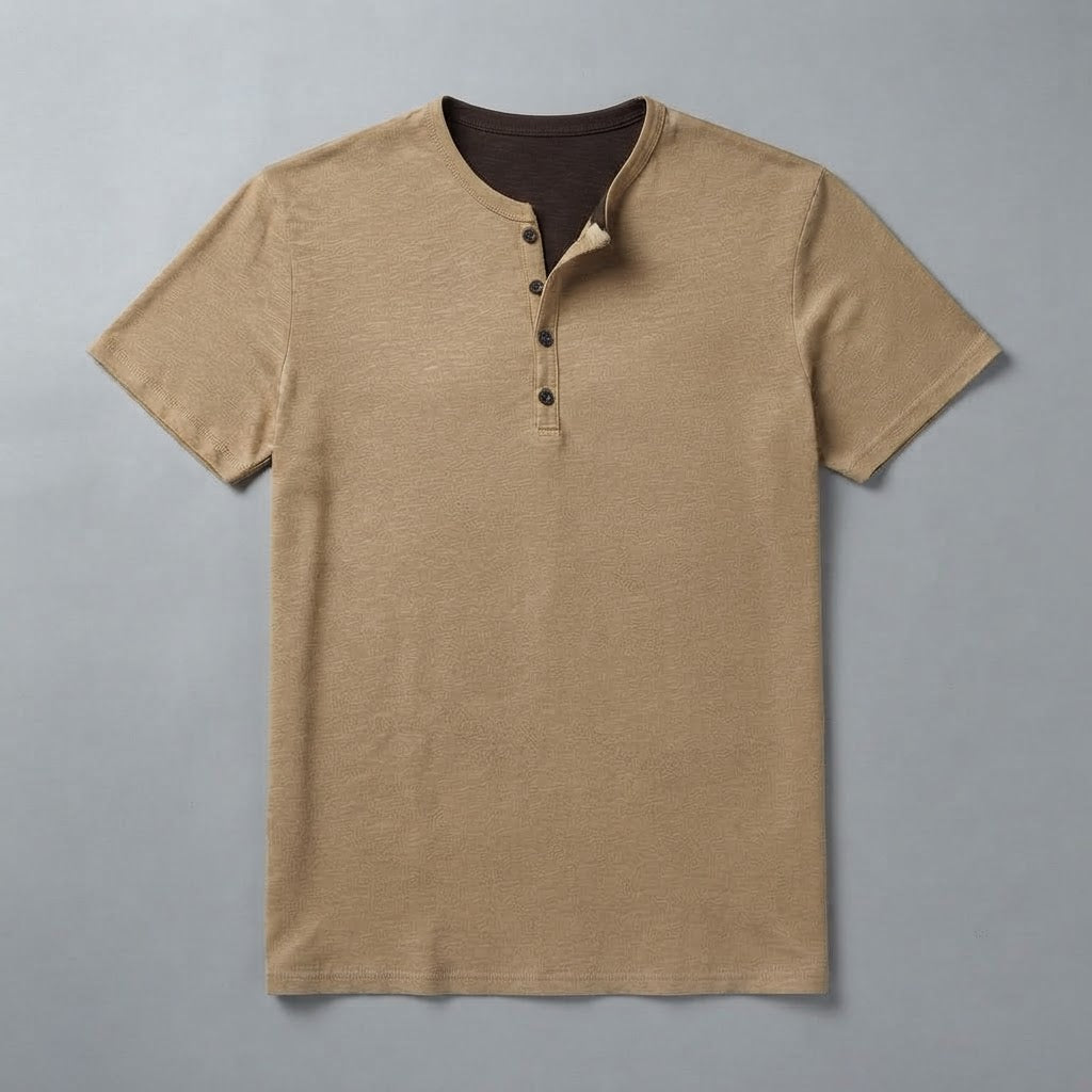 Men's Henley T-Shirt Button Collar