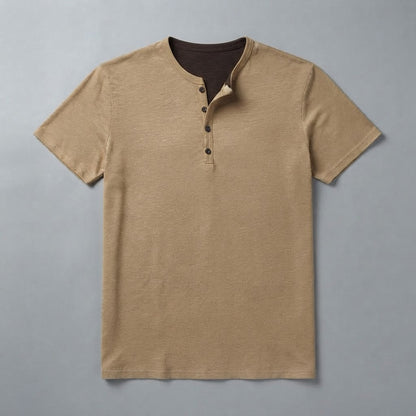 Men's Henley T-Shirt Button Collar