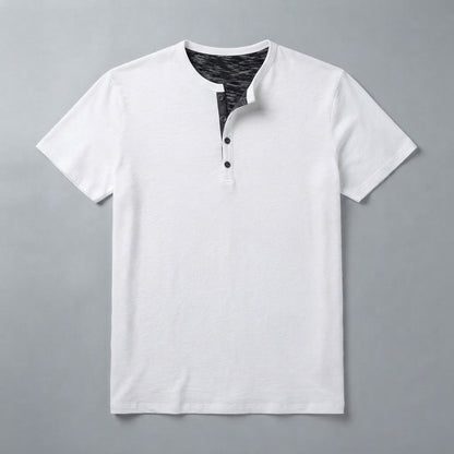Men's Henley T-Shirt Button Collar