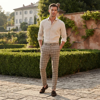 Oskar | Men's Checkered Chino Trousers