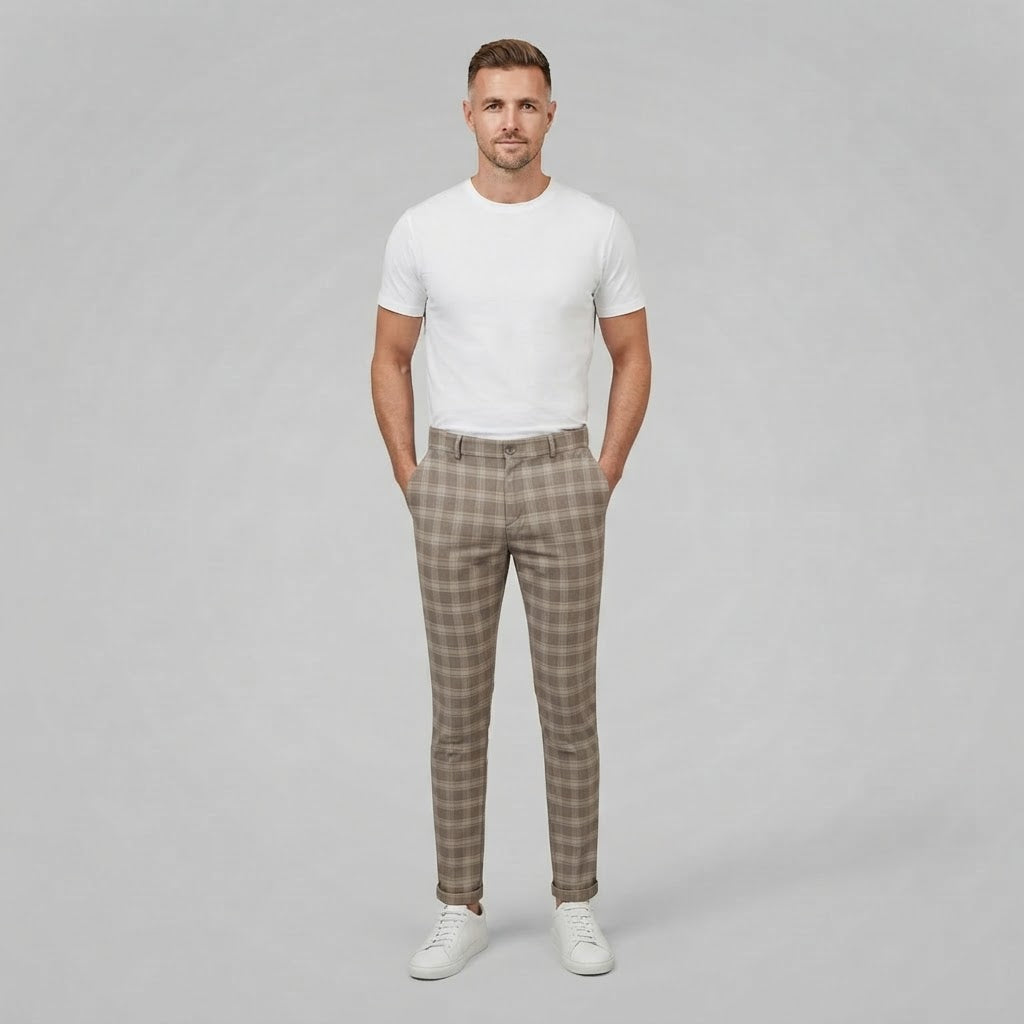 Oskar | Men's Checkered Chino Trousers