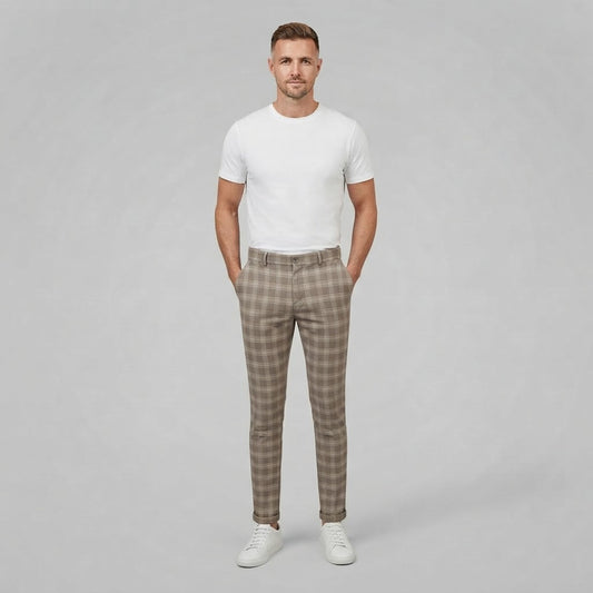 Oskar | Men's Checkered Chino Trousers